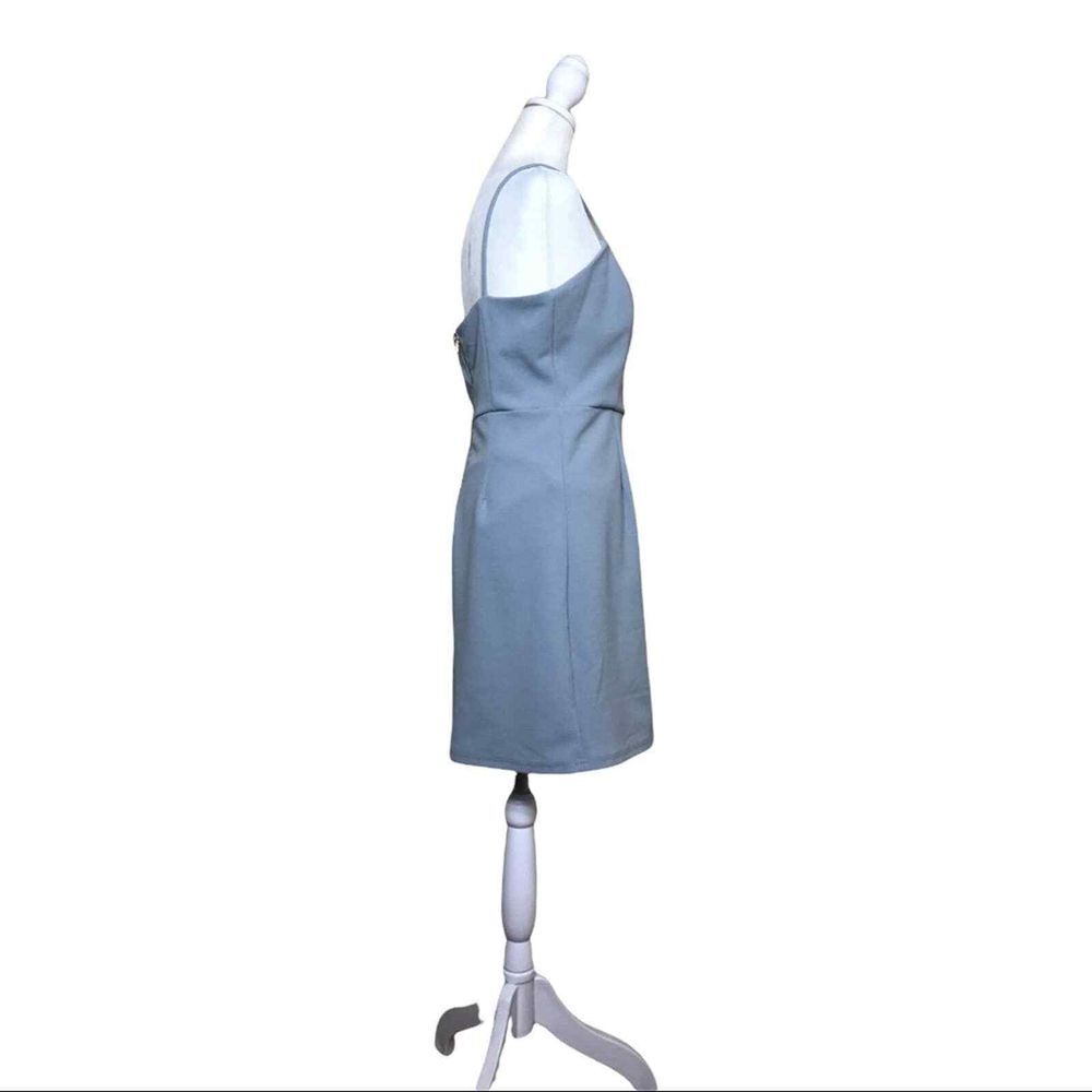 She + Sky Dress Womens Large Blue Slate Sleeveless Strappy Mini A Line - Picture 4 of 8